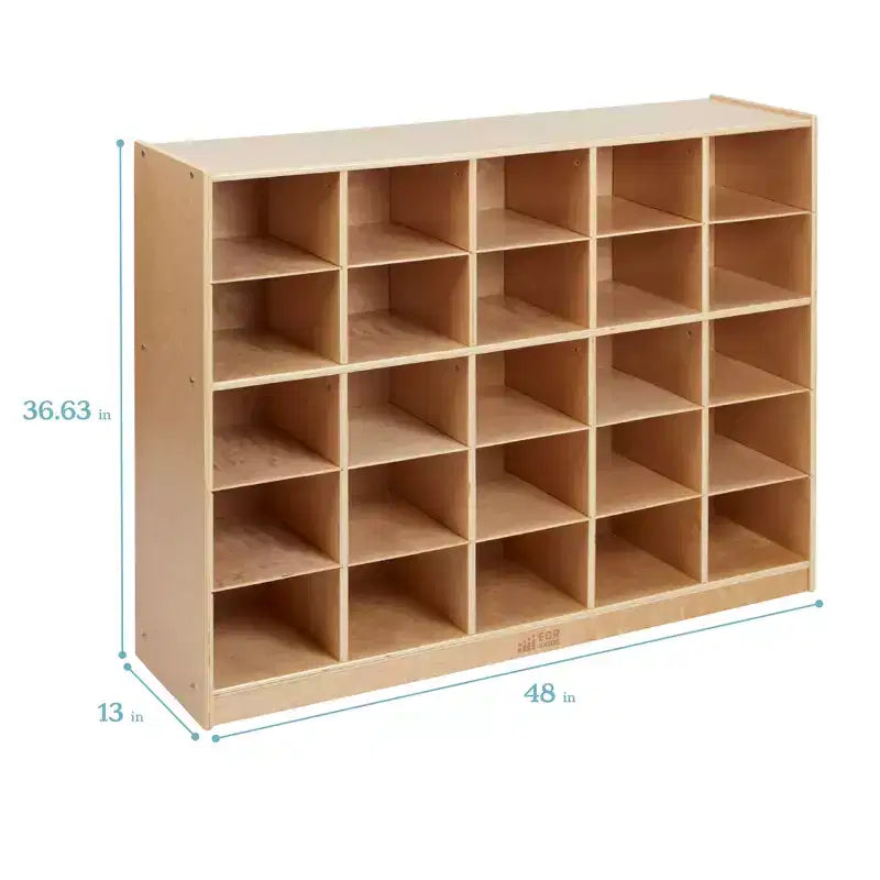 Cubby Mobile Tray Storage Cabinet, 5x5, Classroom Furniture, Natural
