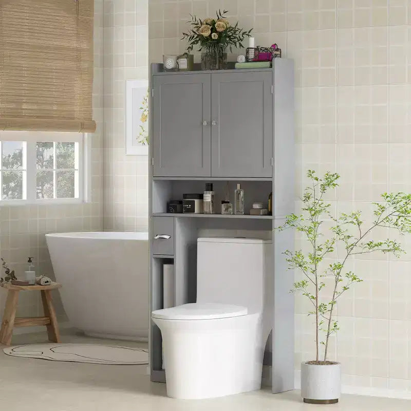 Mobile contenitore sopra WC, organizer da bagno moderno sopra il WC con 2 ante