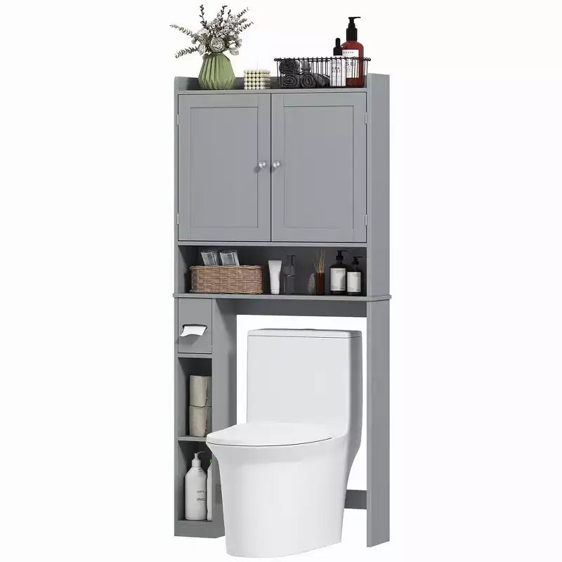 Mobile contenitore sopra WC, organizer da bagno moderno sopra il WC con 2 ante