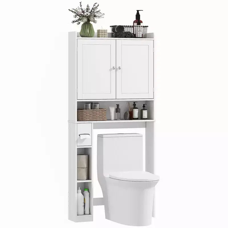 Mobile contenitore sopra WC, organizer da bagno moderno sopra il WC con 2 ante