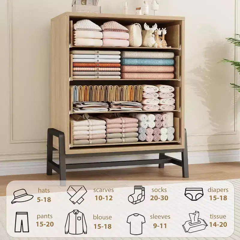 38.6 Tall Dresser, 4 Dresser for Bedroom, Wooden Closet Storage Chest