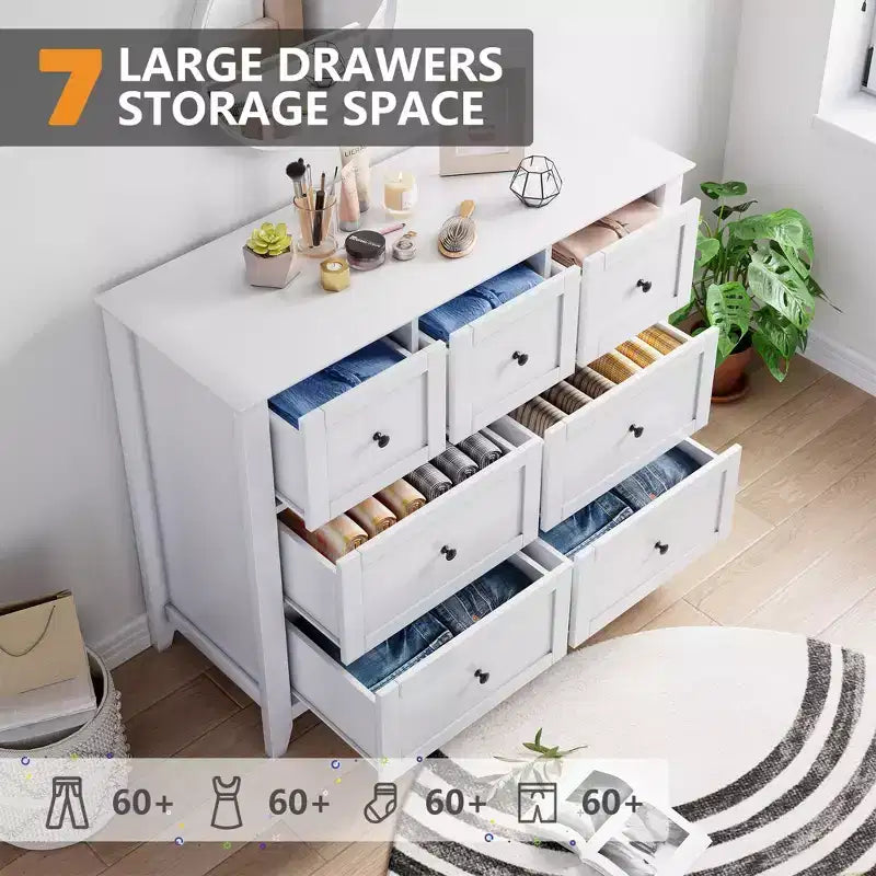 Komoda do sypialni w stylu wiejskim, drewniana, z szufladami na ubrania