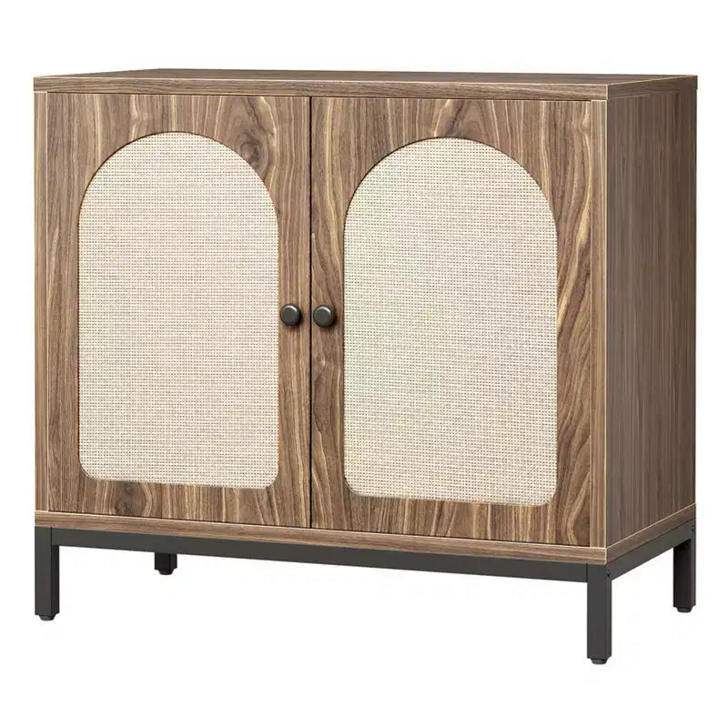 Rattan Sideboard Buffet Cabinet Rattan Doors, Adjustable Shelves