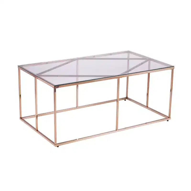 Contemporary Glass-Top Cocktail Table - Champagne