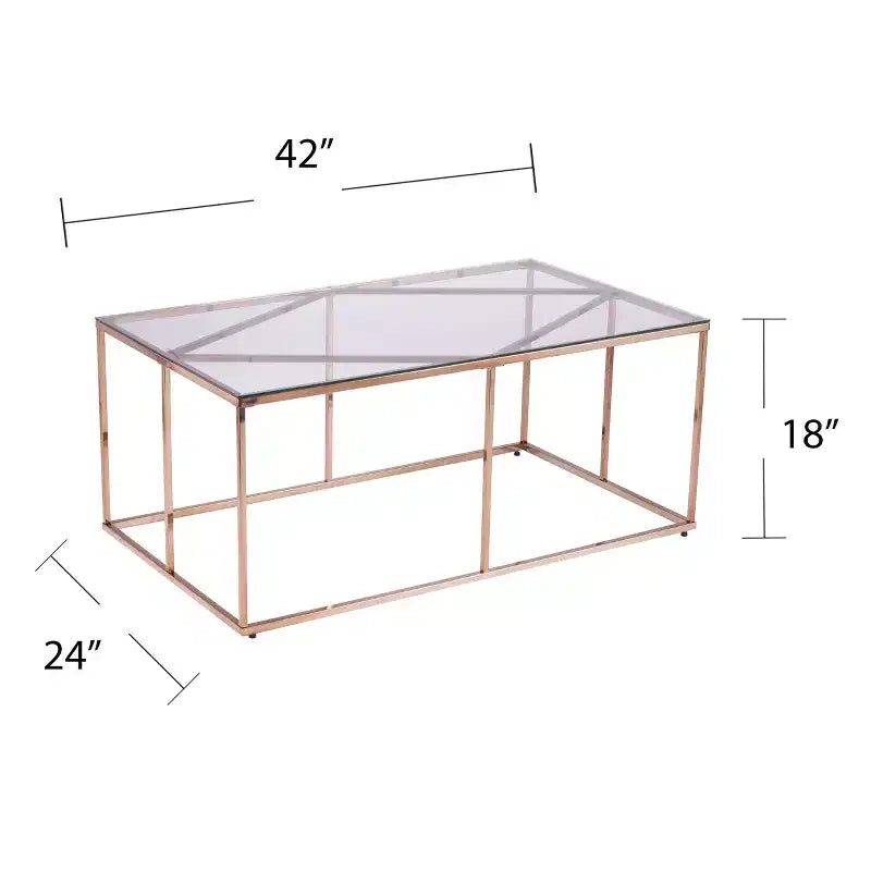 Contemporary Glass-Top Cocktail Table - Champagne