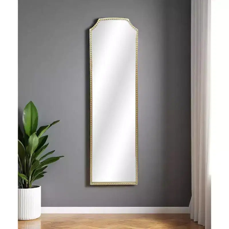 Gold Metal Beaded Arch Full Length Hanging Mirror