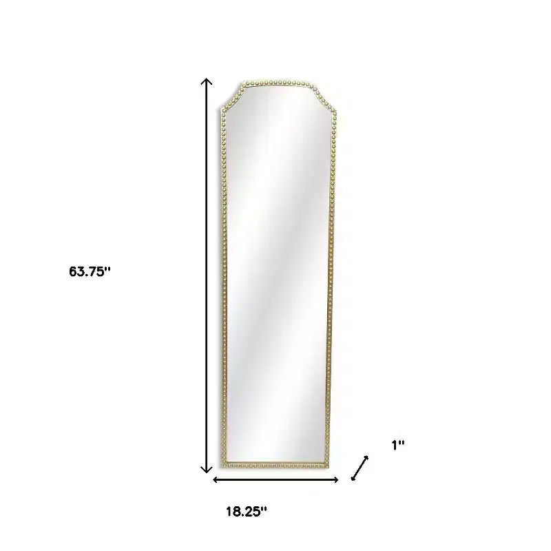 Gold Metal Beaded Arch Full Length Hanging Mirror