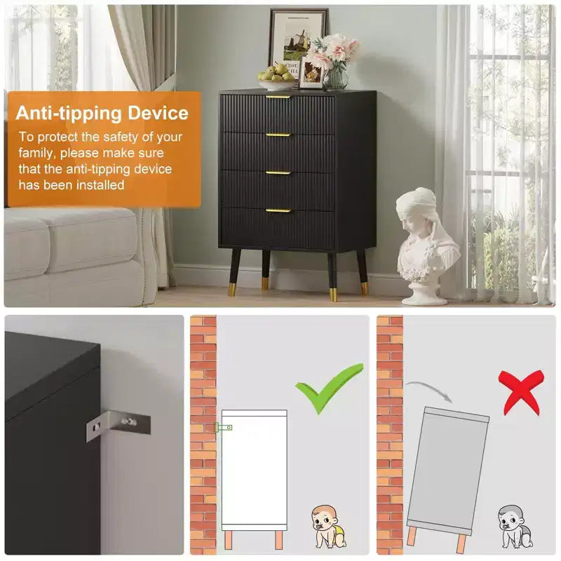 Cassettiera a 4 cassetti per camera da letto, moderna cassettiera per armadio