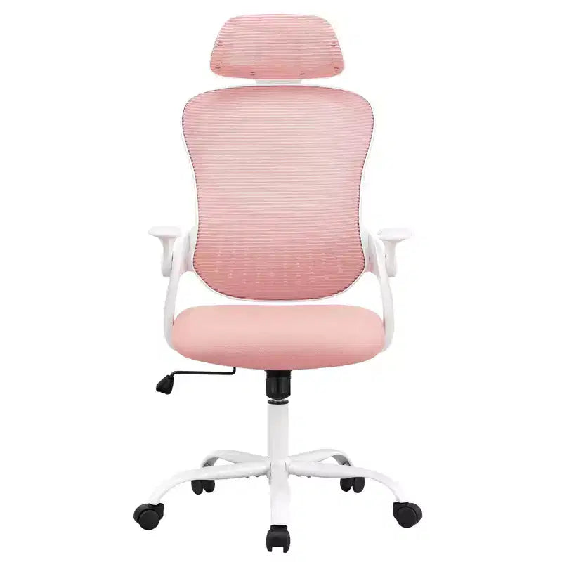 Sedia ergonomica da lavoro, schienale alto, ruote, braccioli ribaltabili, regolabile