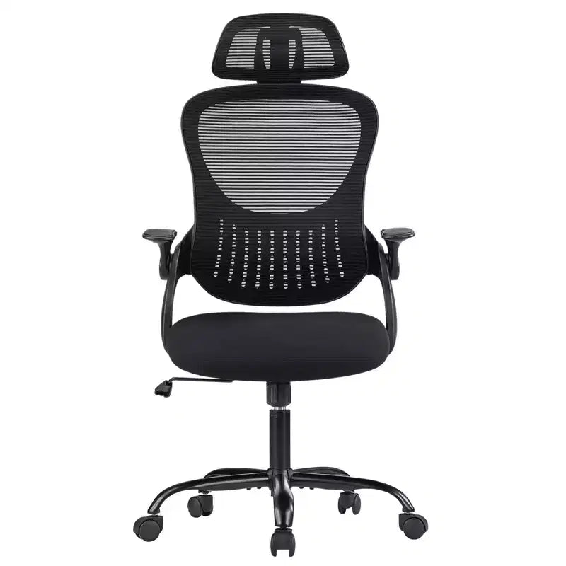 Sedia ergonomica da lavoro, schienale alto, ruote, braccioli ribaltabili, regolabile