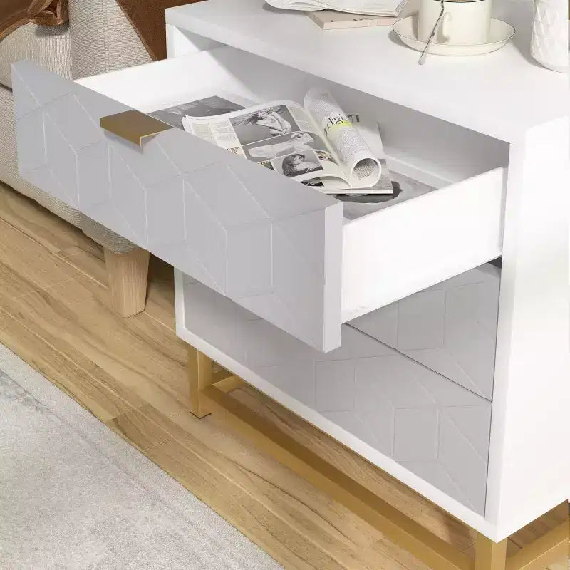Three Drawer Bedroom Dresser with Metal Legs
