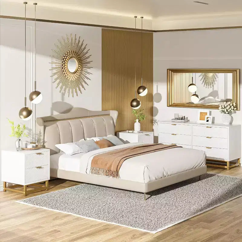 Three Drawer Bedroom Dresser with Metal Legs