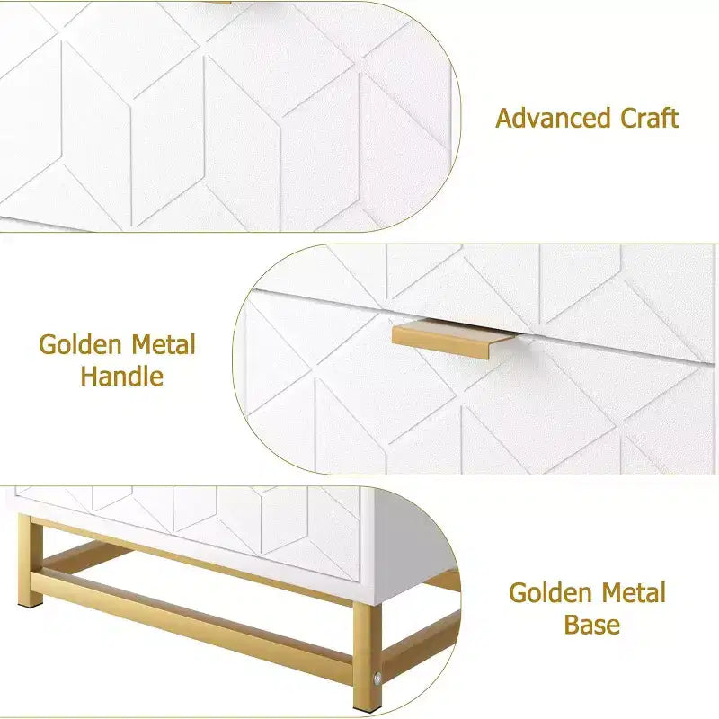 Three Drawer Bedroom Dresser with Metal Legs