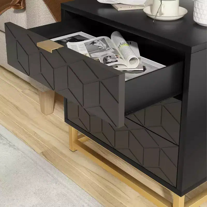 Three Drawer Bedroom Dresser with Metal Legs