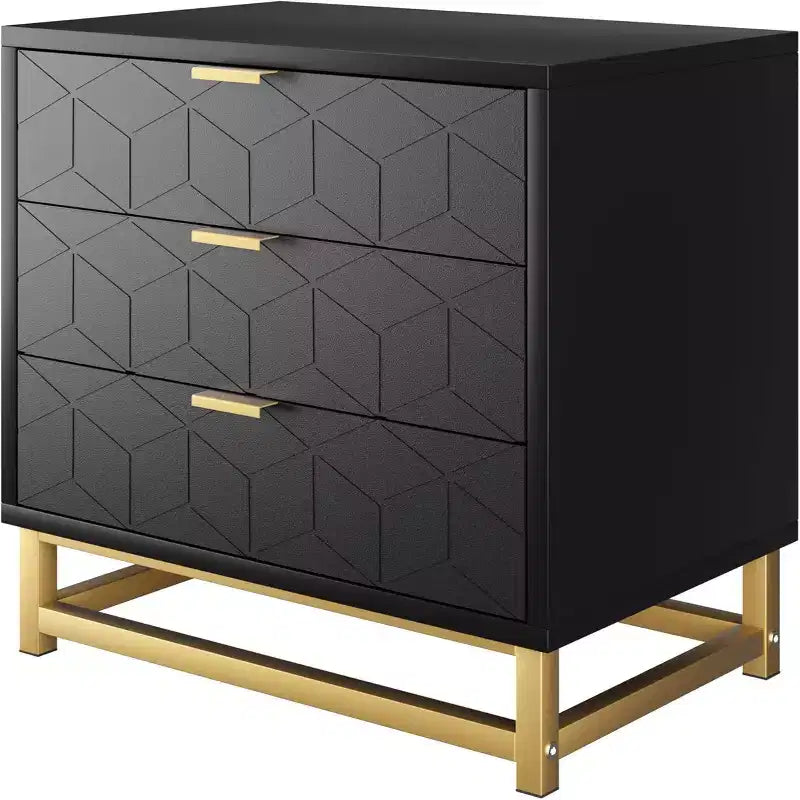 Three Drawer Bedroom Dresser with Metal Legs