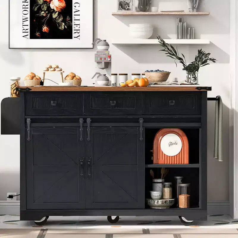 Kitchen Island with Trash Can Storage Cabinet