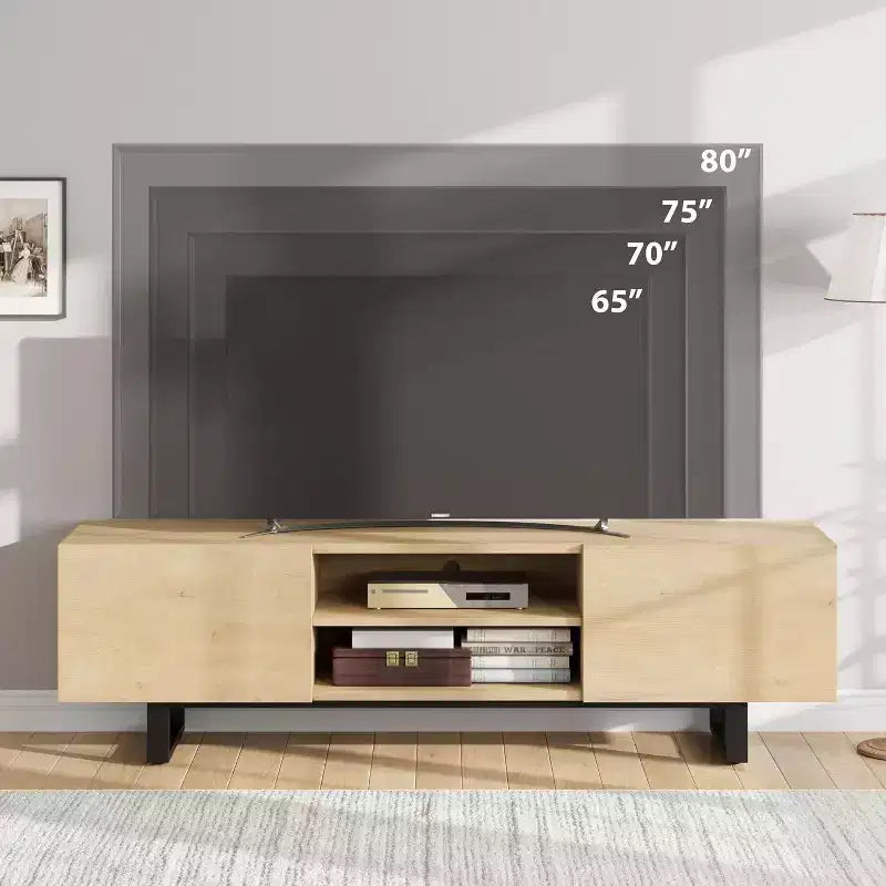 Mobile TV per TV da 80 Inch, moderno centro d'intrattenimento con 2 cassetti