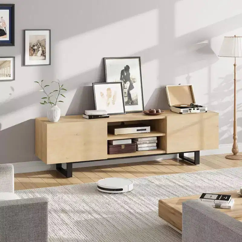 TV Stand for 80 Inch, Modern Entertainment Center with 2 Drawers