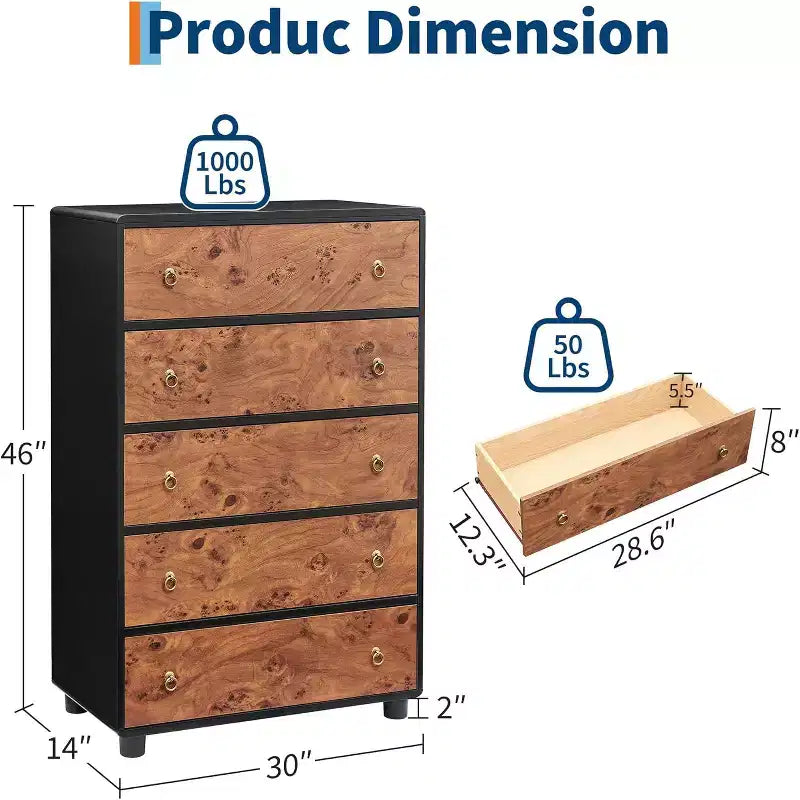 Modern Chest of Drawers, Drawers Dresser with Large Storage