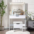 Vanity Desk with LED Lighted Mirror Power Outlet