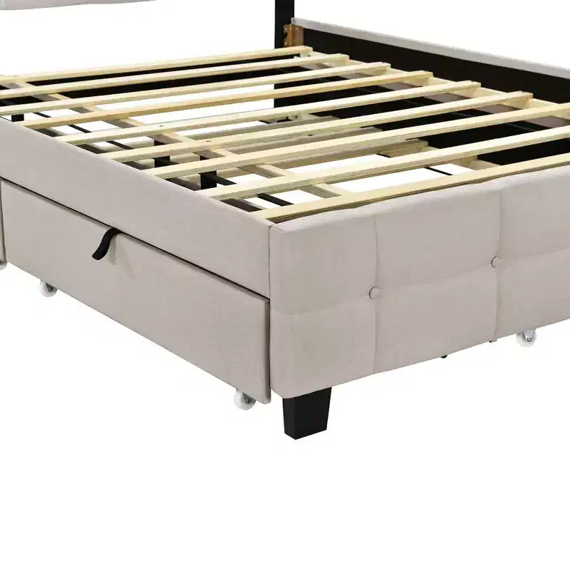 Letto matrimoniale elegante con struttura a piattaforma imbottita e LED