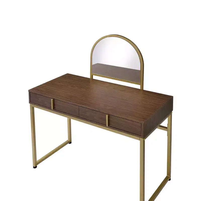 Contemporary Vanity Desk with Mirror, Makeup Vanity with Adjustable LED