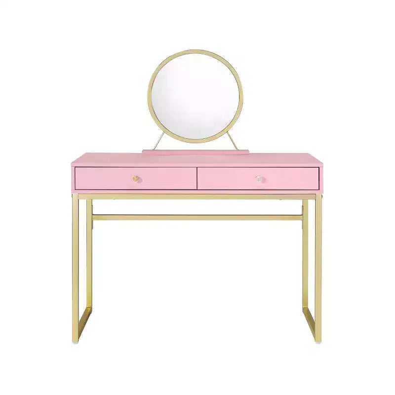 Contemporary Vanity Desk with Mirror, Makeup Vanity with Adjustable LED
