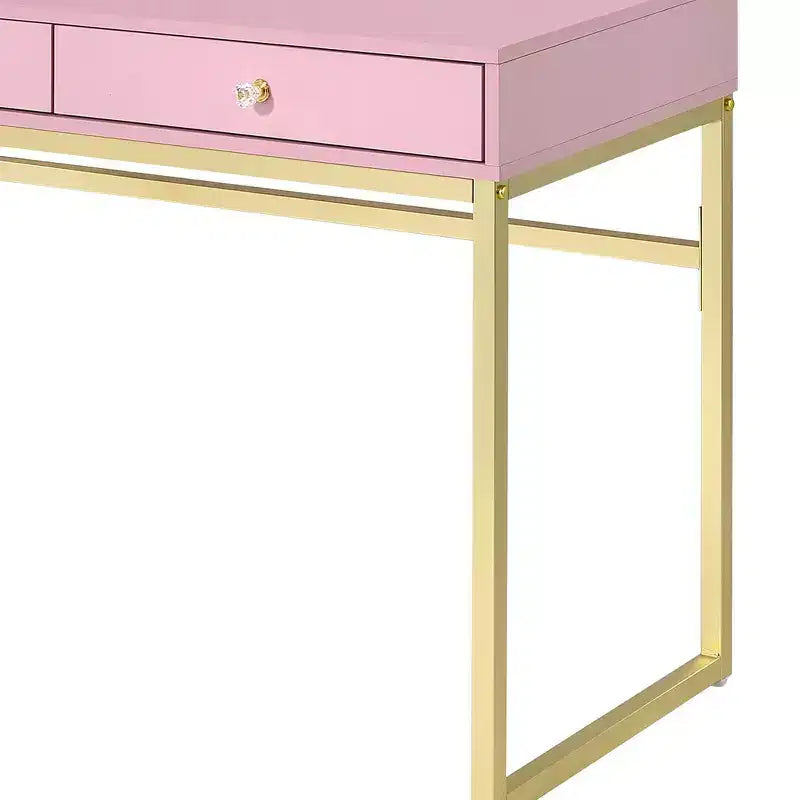 Contemporary Vanity Desk with Mirror, Makeup Vanity with Adjustable LED