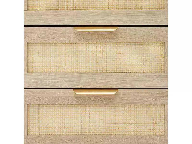 Comodini boho in rattan naturale a 3 cassetti