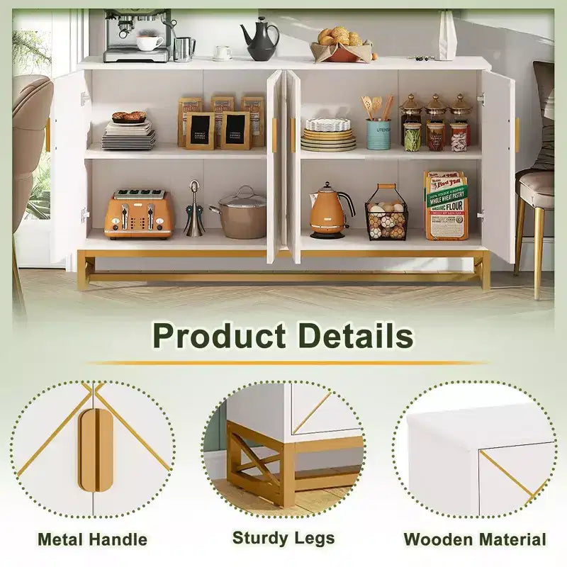 Credenza moderna bianca e oro, madia da 59 con ante
