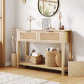 Console Table with 2 Fluted Drawers, 43inch Entryway Table with Open Storage Shelf