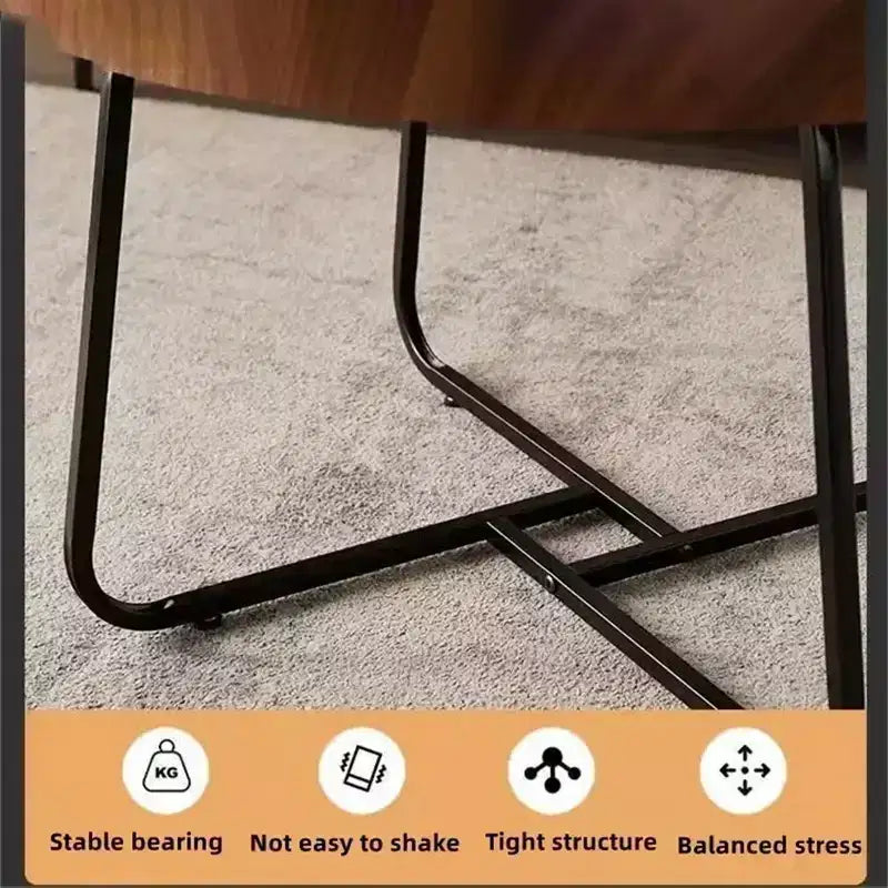 Tavolino da salotto moderno, piccolo tavolino rotondo con base geometrica in ferro