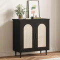 Tavolo consolle credenza, credenza contenitore regolabile con dettagli in rattan