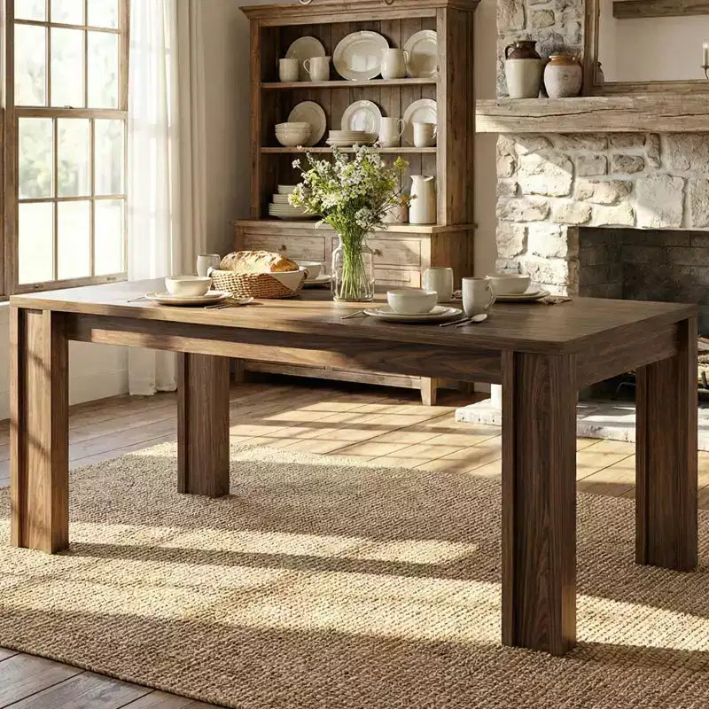 Tavolo da pranzo lungo 71 per 4-6 persone, tavolo da cucina e sala da pranzo in legno stile rustico
