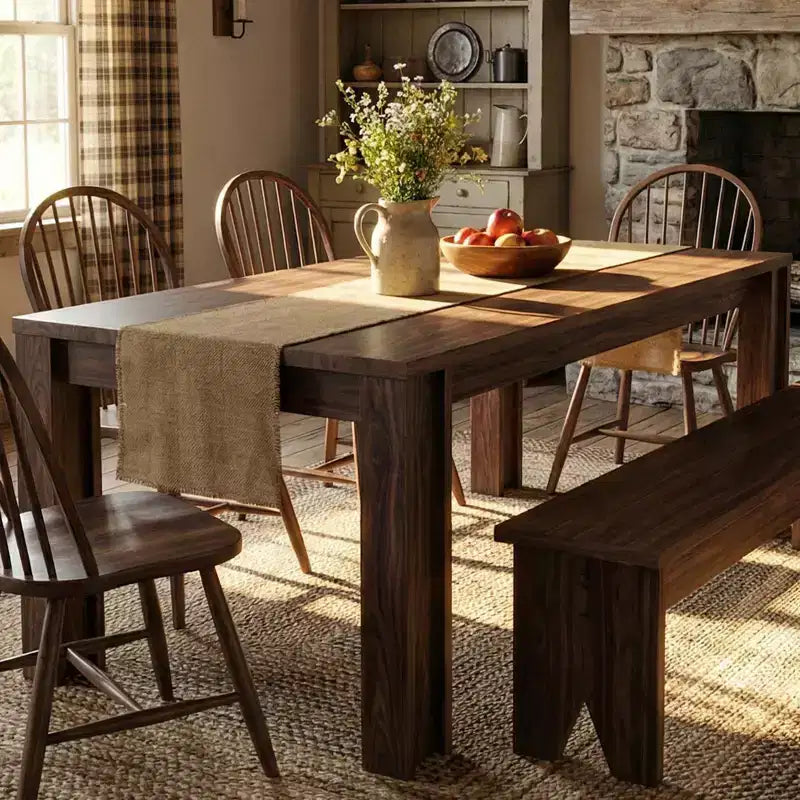 Tavolo da pranzo lungo 71 per 4-6 persone, tavolo da cucina e sala da pranzo in legno stile rustico