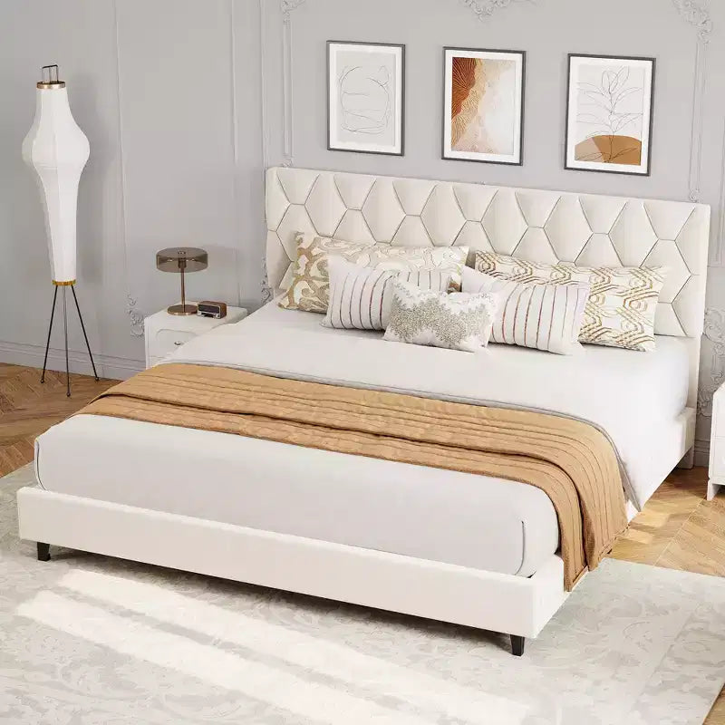 Struttura letto con testiera regolabile, letto a piattaforma imbottito