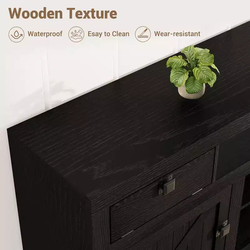 70.1 Farmhouse Wood TV Stand for 70 Inch TVs, Entertainment Center with Drawers