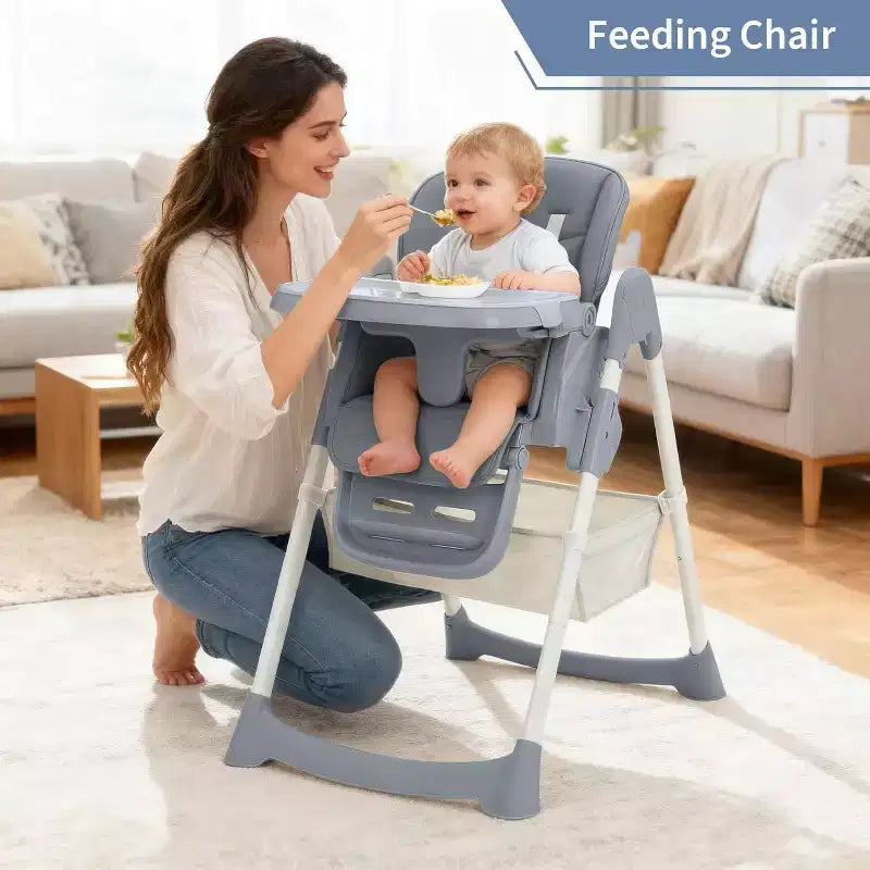 Kids Dining Chair, Foldable High Chair for Toddlers, PU Leather Highchair