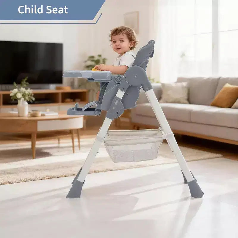 Kids Dining Chair, Foldable High Chair for Toddlers, PU Leather Highchair