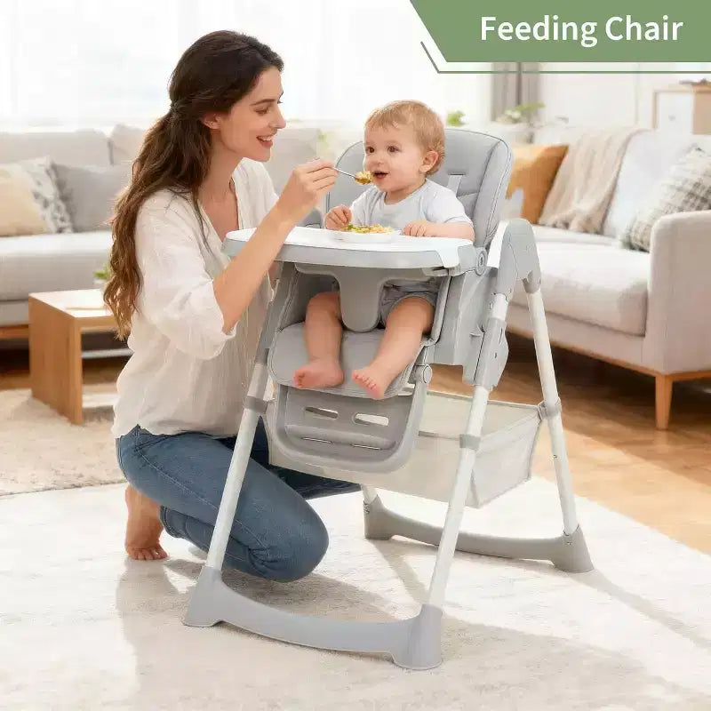 Kids Dining Chair, Foldable High Chair for Toddlers, PU Leather Highchair