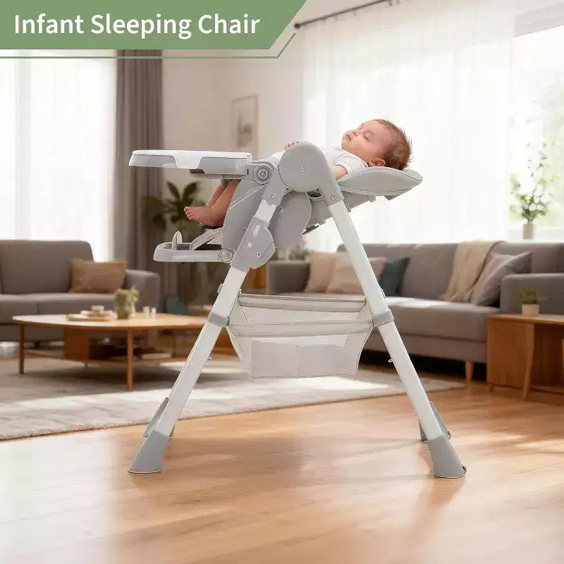Kids Dining Chair, Foldable High Chair for Toddlers, PU Leather Highchair