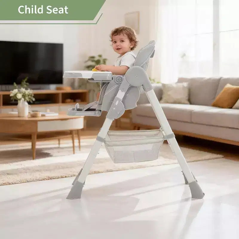 Kids Dining Chair, Foldable High Chair for Toddlers, PU Leather Highchair