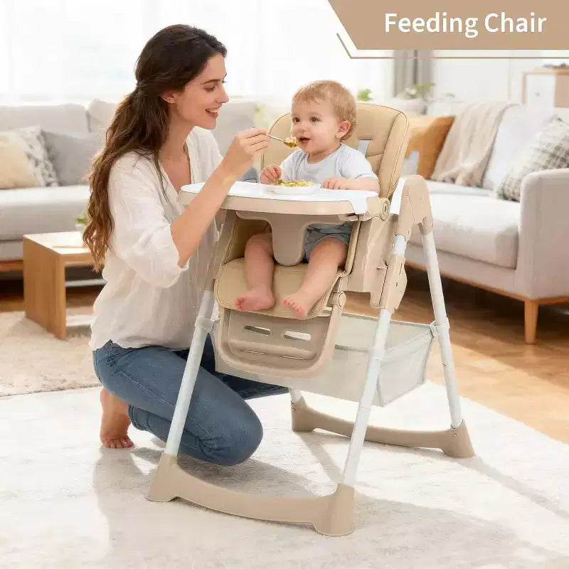 Kids Dining Chair, Foldable High Chair for Toddlers, PU Leather Highchair