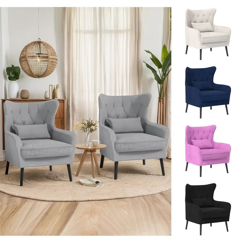 Velvet Accent Chair Comfy Oversized Reading For Living Room(Set of 2)