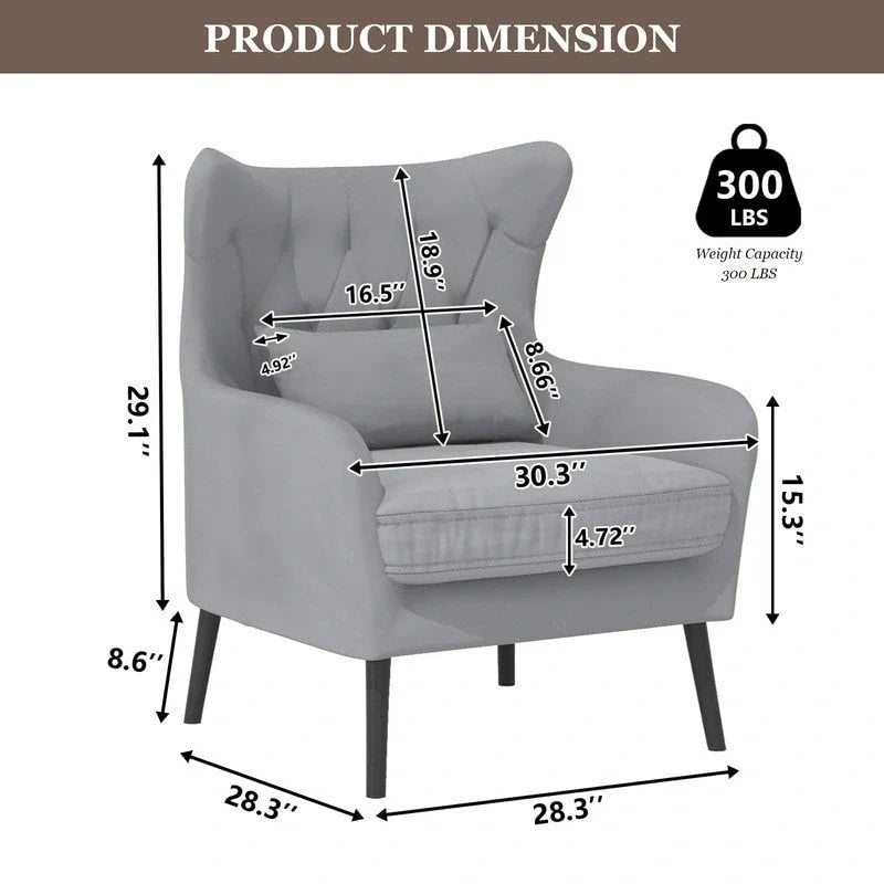 Velvet Accent Chair Comfy Oversized Reading For Living Room(Set of 2)