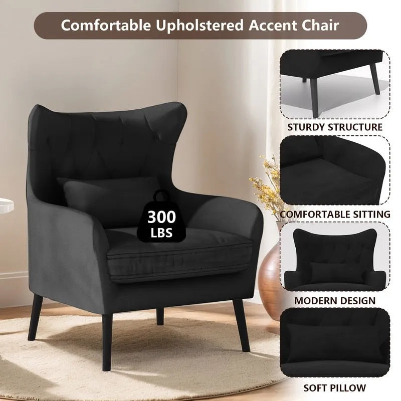 Velvet Accent Chair Comfy Oversized Reading For Living Room(Set of 2)