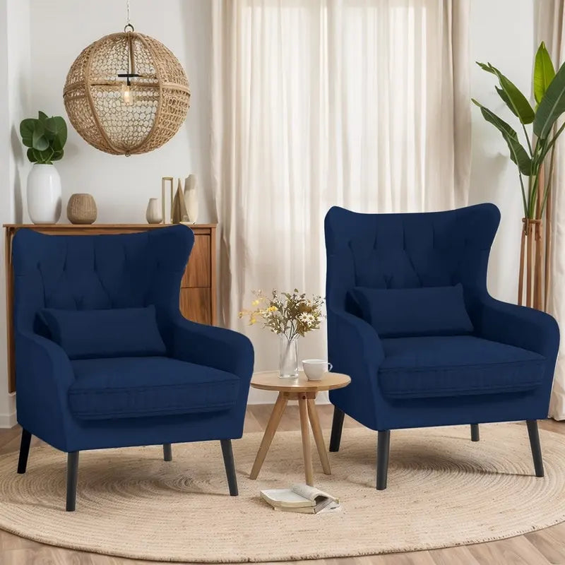 Velvet Accent Chair Comfy Oversized Reading For Living Room(Set of 2)