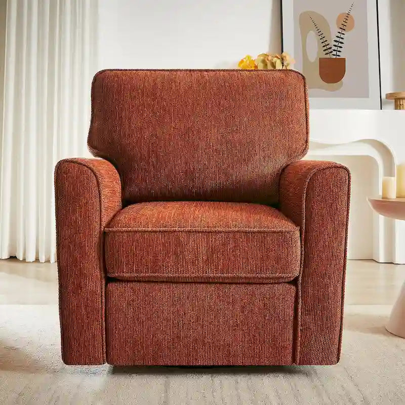 Accent Barrel Chair with Side Pockets360 Swivel Office Chair Chenille Armchair for Office