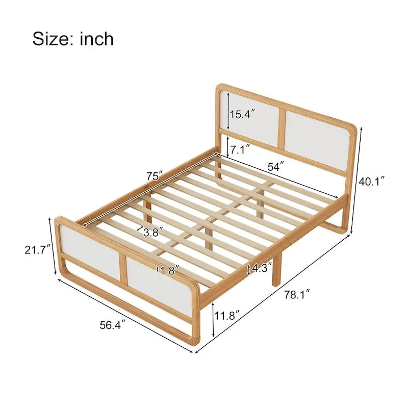 Letto a piattaforma moderno in legno massello, misura matrimoniale, con gambe di supporto, per adulti e camera da letto