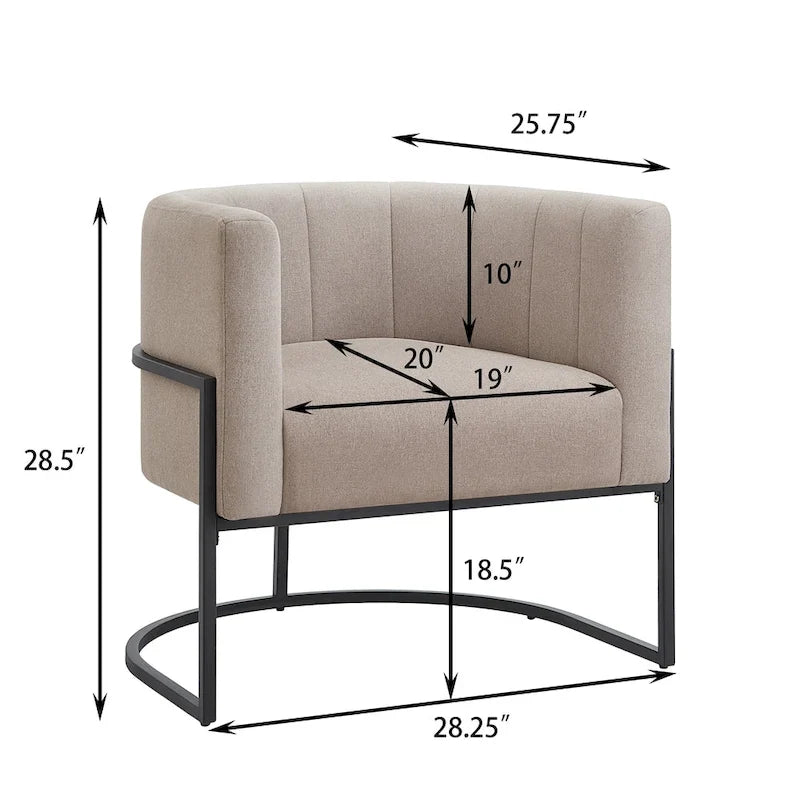 Mid-Century Accent Chair with Metal Frame & Curved Back Support
